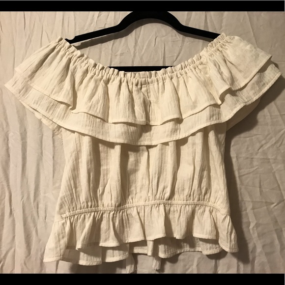 EXPRESS CREAM WHITE LINEN CROP TOP - Picture 4 of 4